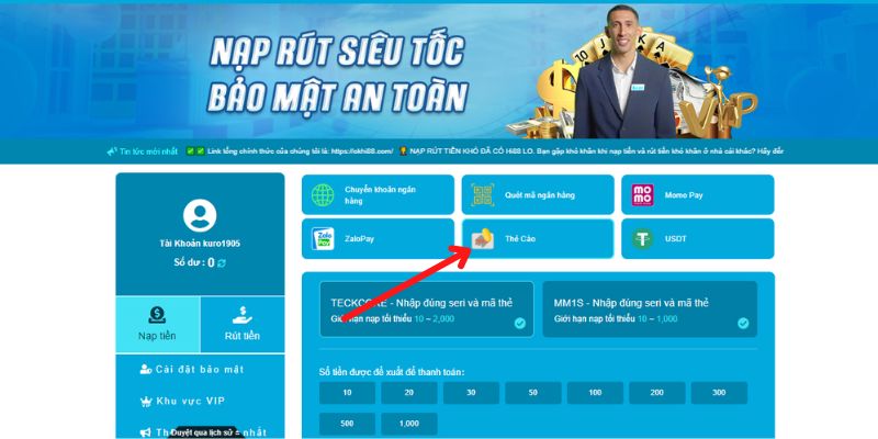 Nạp tiền bằng thẻ cào